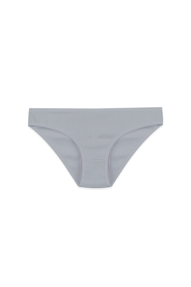 Kadın 3'lü Pamuklu Fitilli Külot Ten - Gri - L/XL