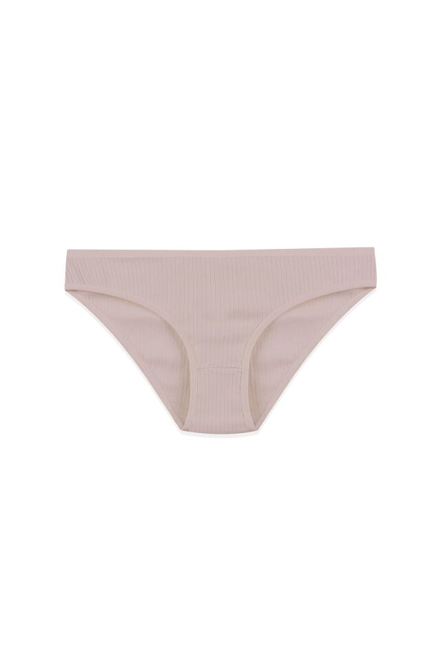 Kadın 3'lü Pamuklu Fitilli Külot Ten - Gri - L/XL