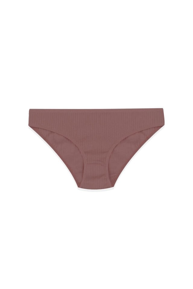 Kadın 3'lü Pamuklu Fitilli Külot Ten - Gri - L/XL