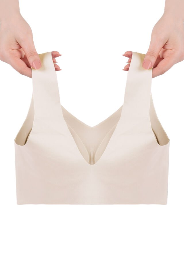 Kadın Dolgusuz Lez Dantelli Desteksiz Straplez Sütyen 85B - Ekru