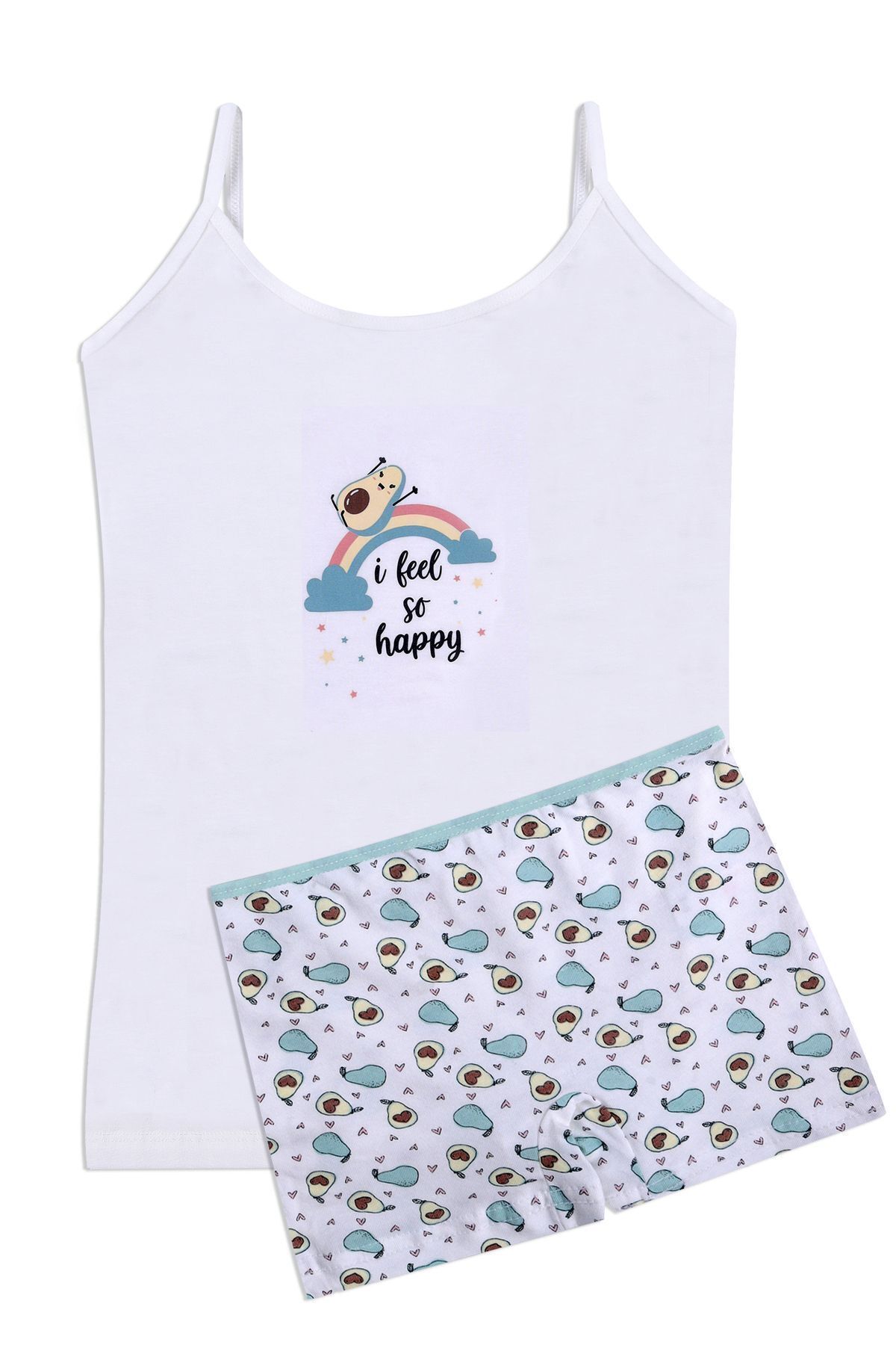 Kız Çocuk Tavşan Baskılı Pamuklu Atlet Boxer Takım 4022-4 - 3-5 Yaş - 4022-4 - 3-5 Yaş