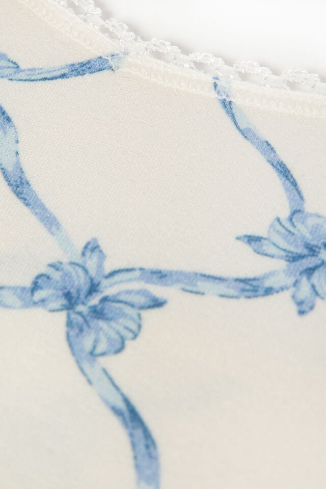 Kadın Askılı Yumuşak Dokulu Desenli Pijama Takımı XL - Mavi - Beyaz