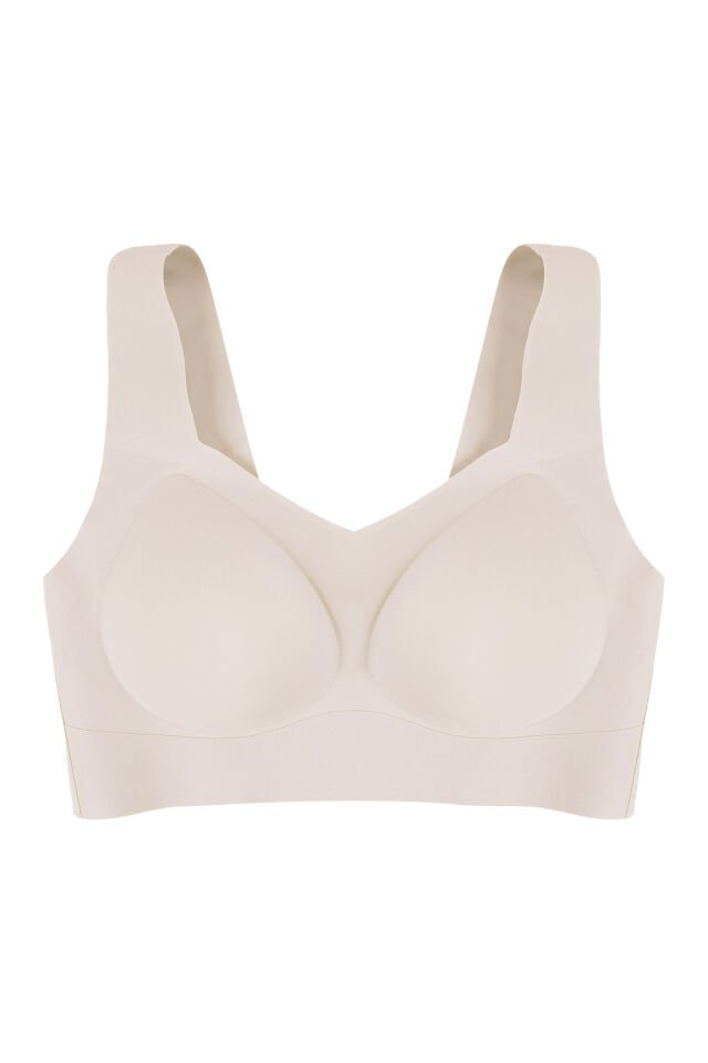 Kadın Dolgusuz Lez Dantelli Desteksiz Straplez Sütyen Ekru - 75B