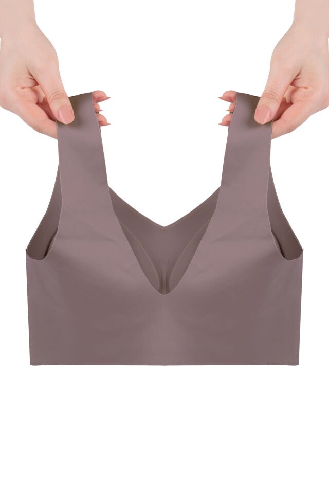 Kadın Dolgusuz Lez Dantelli Desteksiz Straplez Sütyen 75B - Toprak