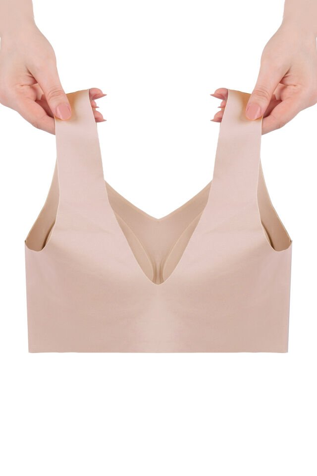 Kadın Dolgusuz Lez Dantelli Desteksiz Straplez Sütyen Ten - 75B