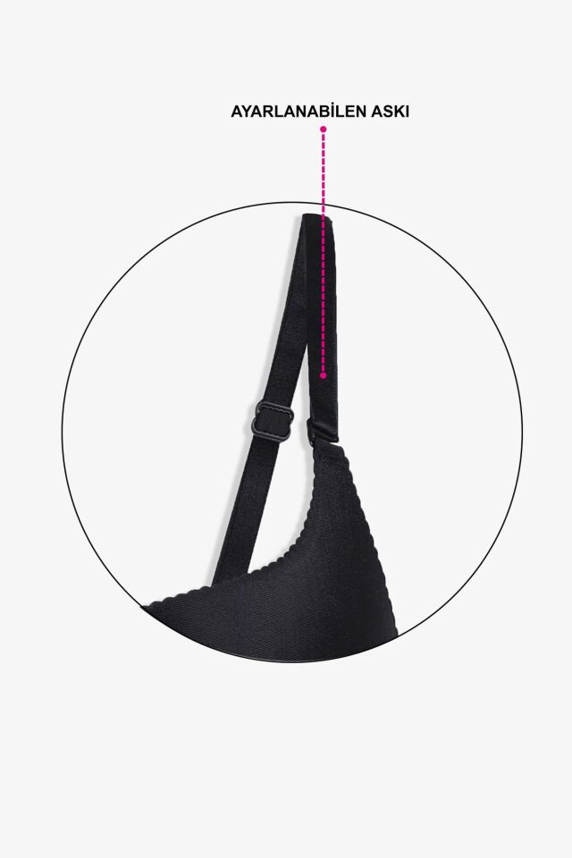 Kadın Seamless - Lazer Kesim Dikişsiz Push Up Ten Sütyen Siyah - 75B - Siyah - 75B