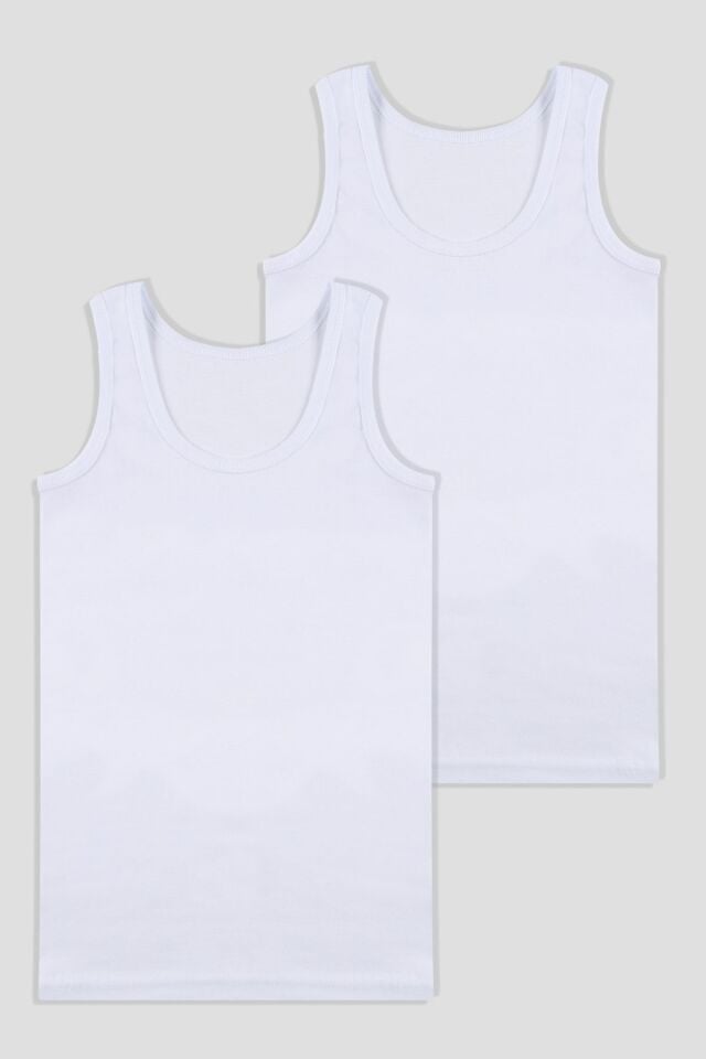 Erkek Çocuk 2'li Pamuklu Atlet KO9060ATL-1 Beyaz - 9-11 Yaş