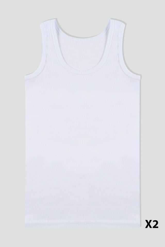 Erkek Çocuk 2'li Pamuklu Atlet KO9060ATL-1 Beyaz - 9-11 Yaş