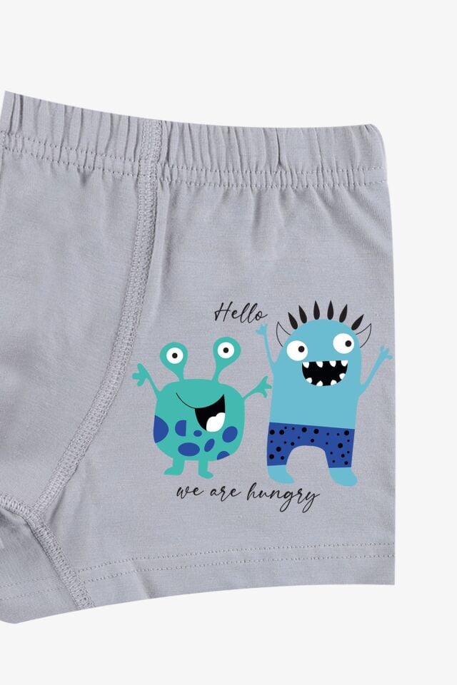 Erkek Çocuk 5'li Pamuklu Sevimli Canavar Desenli Boxer KO3021-2 - 3-5 Yaş