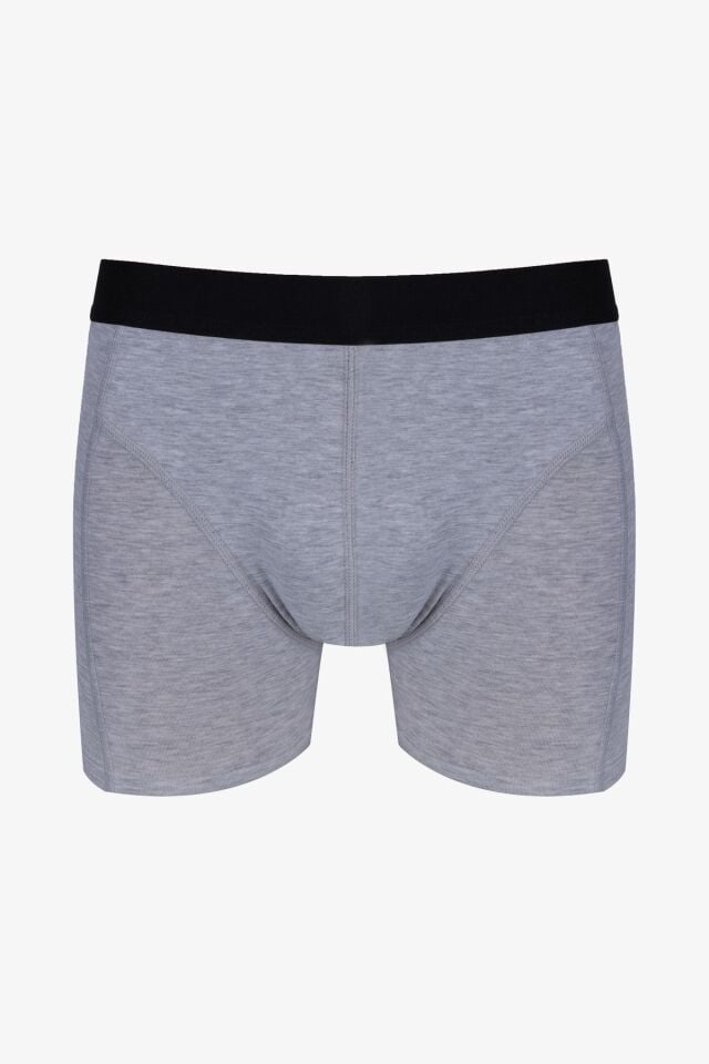 Erkek Tekli Desenli Pamuklu Boxer KO9003-40 Gri Melanj - M
