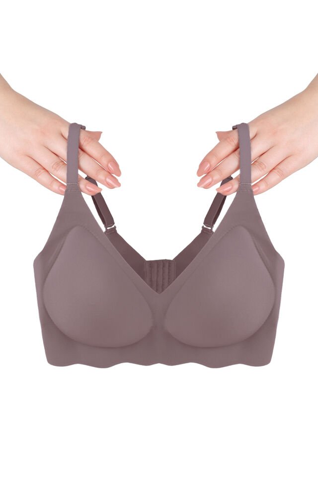 Balensiz Lazer Dikişsiz Görünmez Çıkarılabilir Pedli Sütyen 85B - Toprak