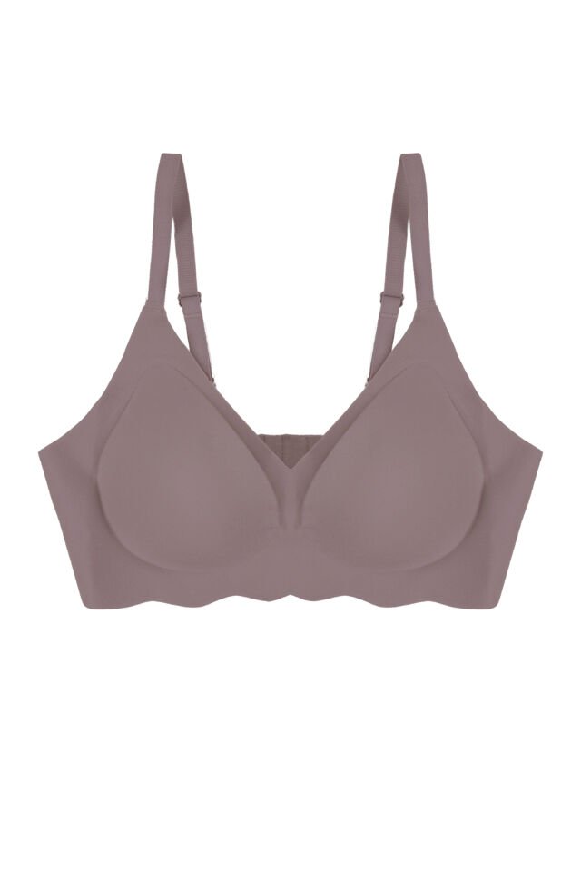 Balensiz Lazer Dikişsiz Görünmez Çıkarılabilir Pedli Sütyen 85B - Toprak