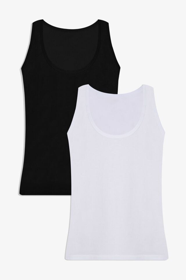 Erkek 2'li Basic Modal Atlet KO9070AT-1 Siyah Beyaz - S - KO9070AT-1 Siyah Beyaz - S