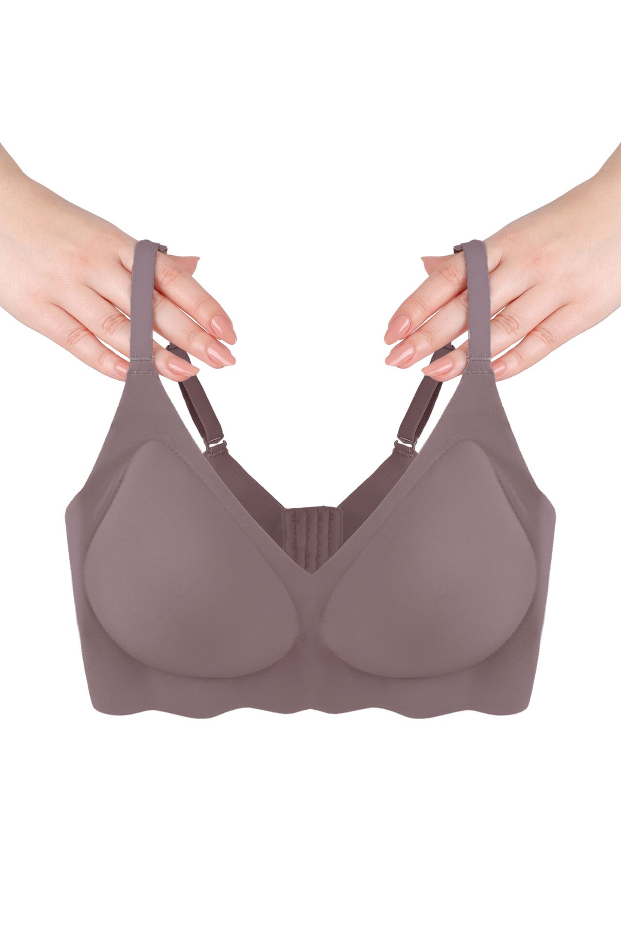 Balensiz Lazer Dikişsiz Görünmez Çıkarılabilir Pedli Sütyen 95B - Toprak