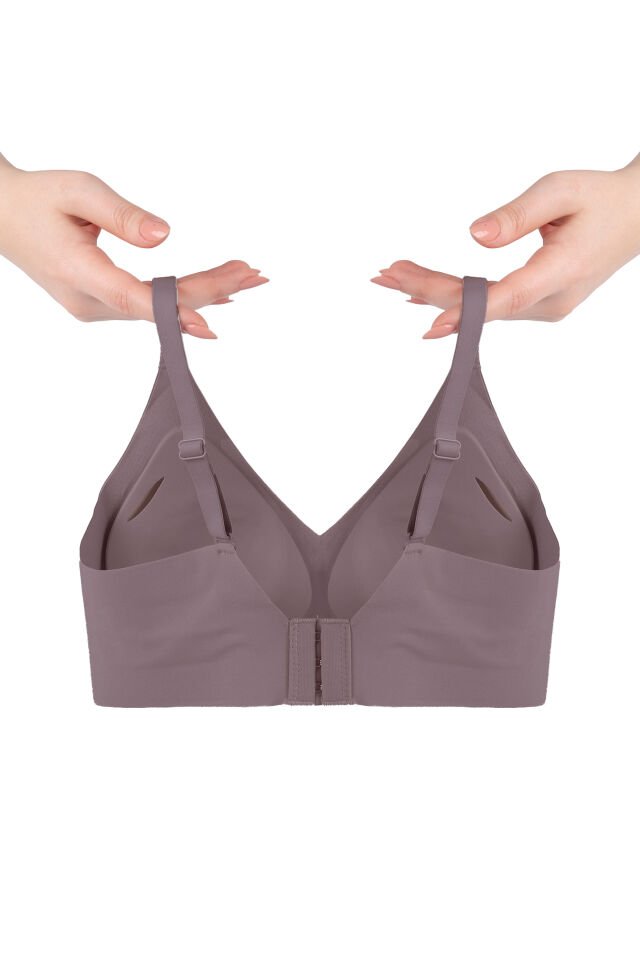 Balensiz Lazer Dikişsiz Görünmez Çıkarılabilir Pedli Sütyen 95B - Toprak