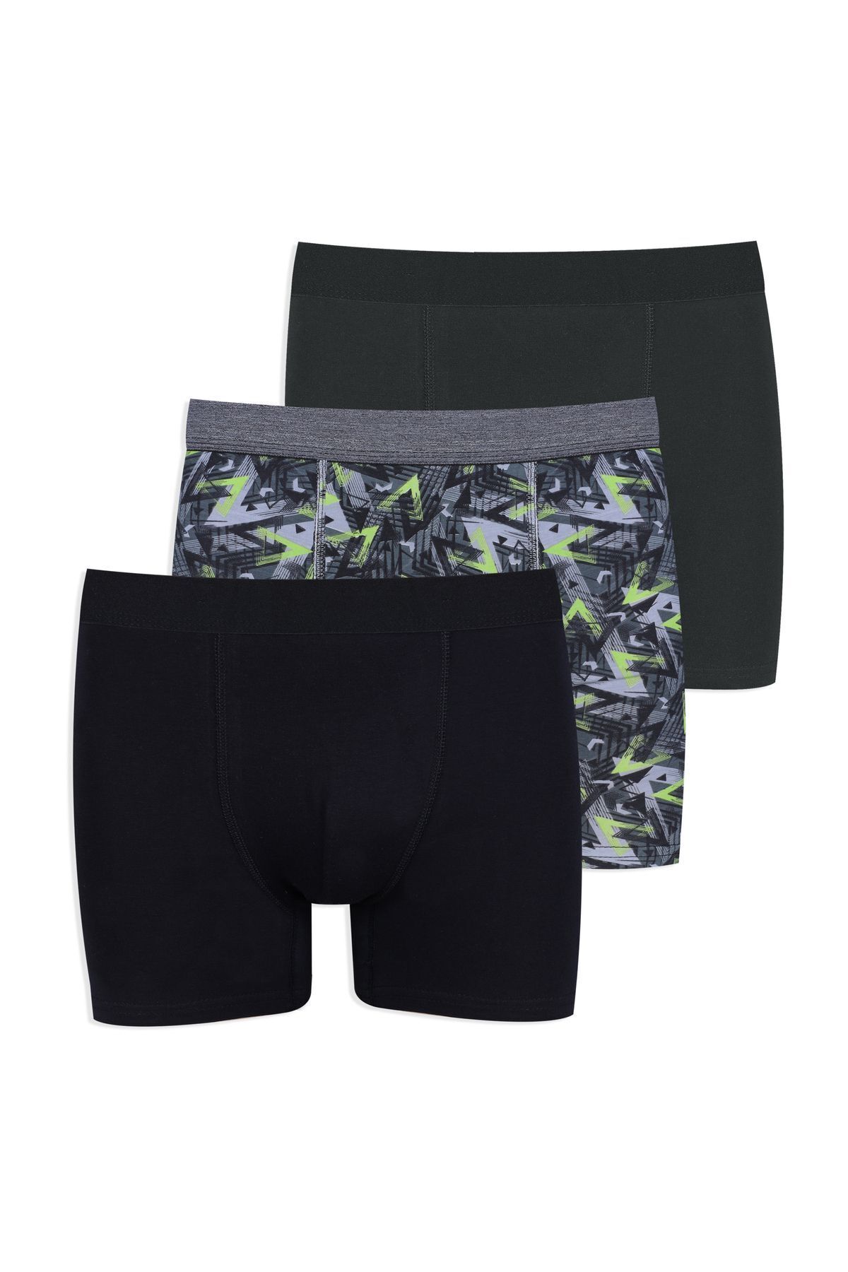 Erkek 3'lü Pamuklu Likralı Boxer Siyahdesenlifüme - M - Siyahdesenlifüme - M