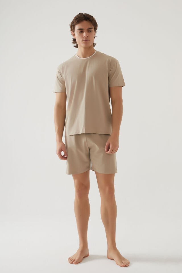 Erkek Double Yaka Şortlu Pijama Takımı