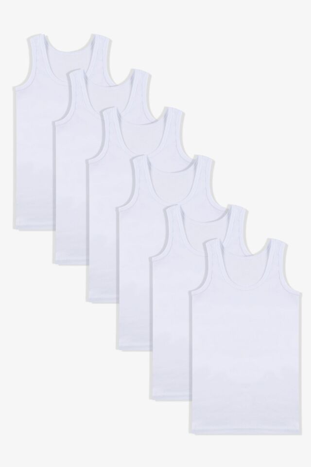 Erkek Çocuk 6'lı Beyaz Pamuklu Atlet Beyaz - 9-10 Yaş - Beyaz - 9-10 Yaş