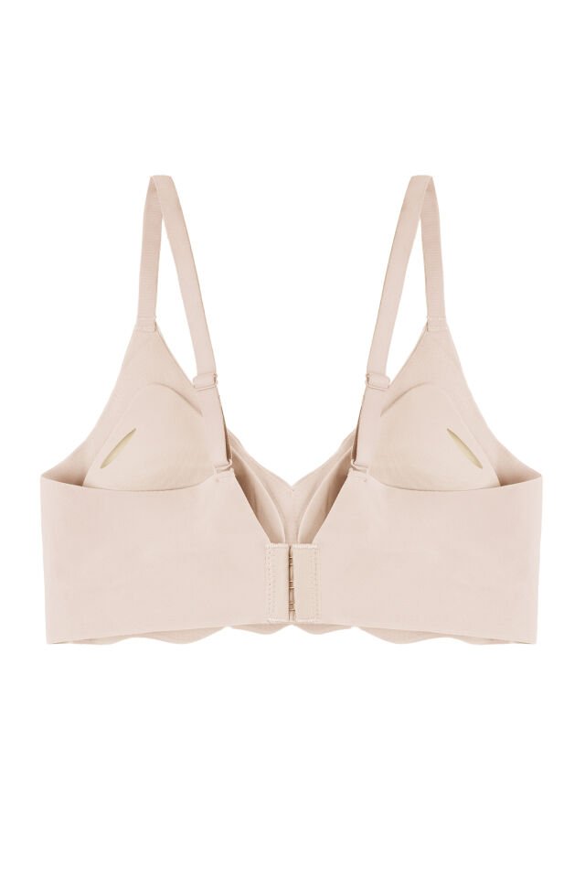 Balensiz Lazer Dikişsiz Görünmez Çıkarılabilir Pedli Sütyen Ekru - 75B