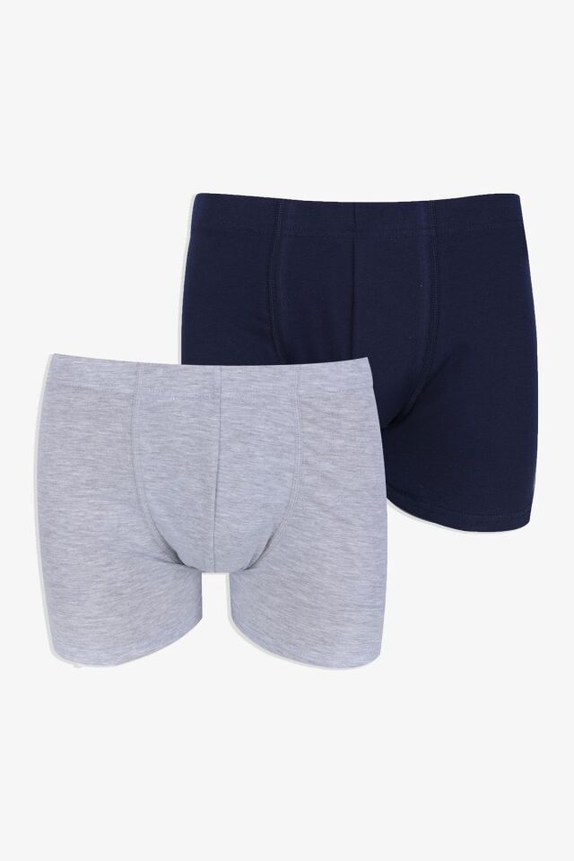 Erkek 2'li Pamuklu Likralı Lastikli Boxer