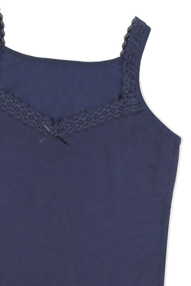 Kadın 2'li Dantel Detaylı Atlet İndigo - L - XL