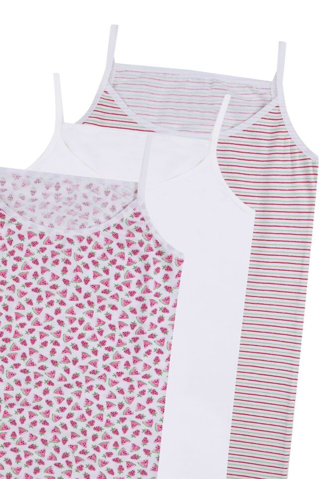 Kız Çocuk 3'lü Desenli Atlet 1056-19 - 9-11 Yaş - 1056-19 - 9-11 Yaş