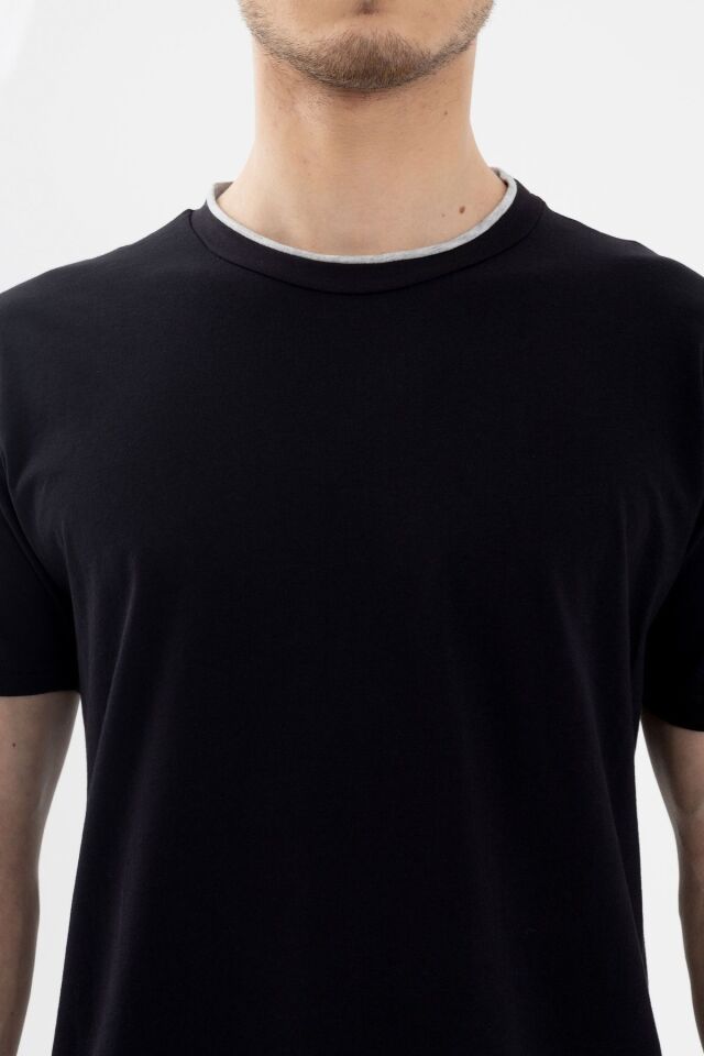 Erkek Double Yaka Şortlu Pijama Takımı KO6304TS-1 Siyah - L