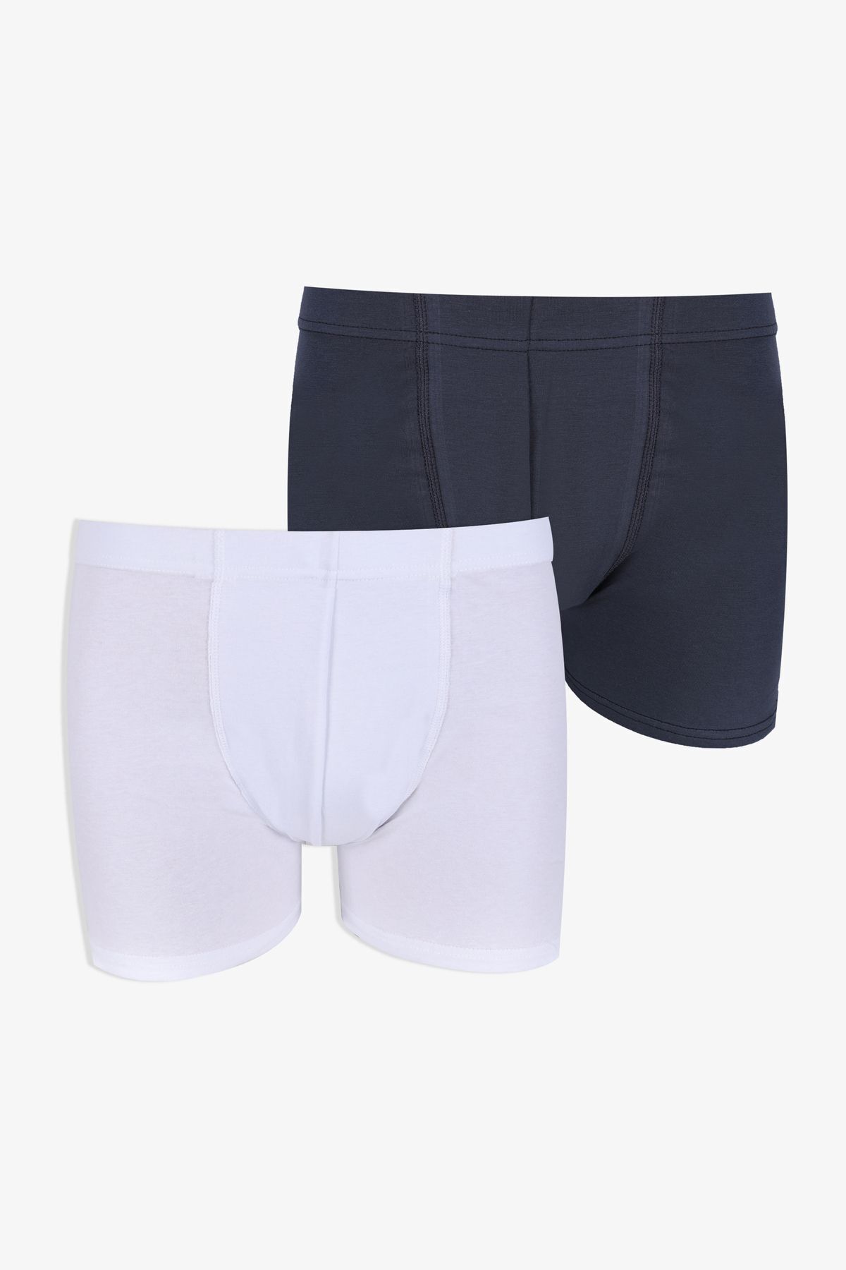 Erkek 2'li Pamuklu Likralı Lastikli Boxer 9177 beyaz-füme - L