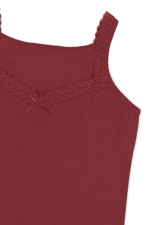 Kadın 2'li Dantel Detaylı Atlet Kırmızı - L - XL