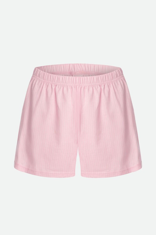 Kadın Pamuklu Kalın Askılı Şortlu Pijama Takımı XL - Pembe - Ekru